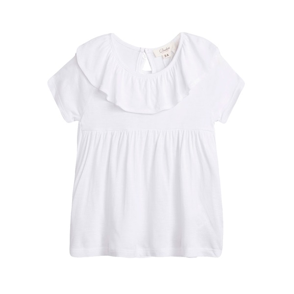 Imagen de Camiseta de niña en blanco con volante