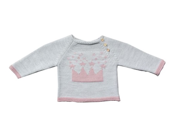 Imagen de Jersey baby gris corona rosa