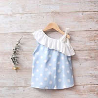 Imagen de Blusa niña hortensia de lunares asimétrica con volante