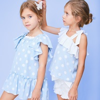 Imagen de Blusa niña hortensia de lunares asimétrica con volante