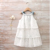 Imagen de Vestido niña con capas y estrellas blanco y verde