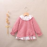 Imagen de Vestido de bebé niña rosa felpa textura combinado con lunares