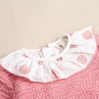 Imagen de Vestido de niña rosa felpa textura combinado con lunares