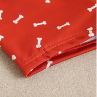 Imagen de Bañador bóxer de bebé niño en color rojo estampado y cordón elástico de color blanco