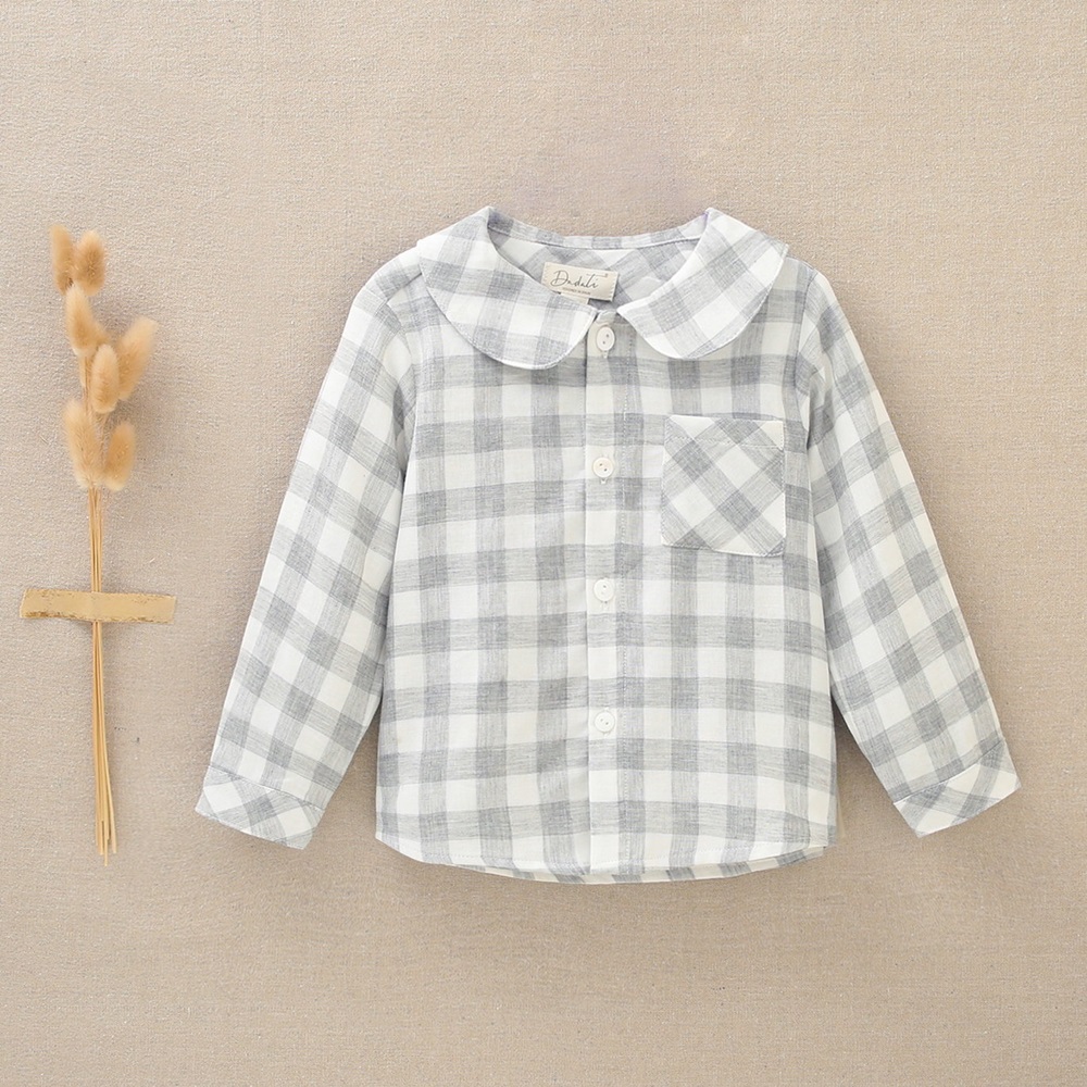 Imagen de Camisa de bebé niño de cuadros grises y blancos