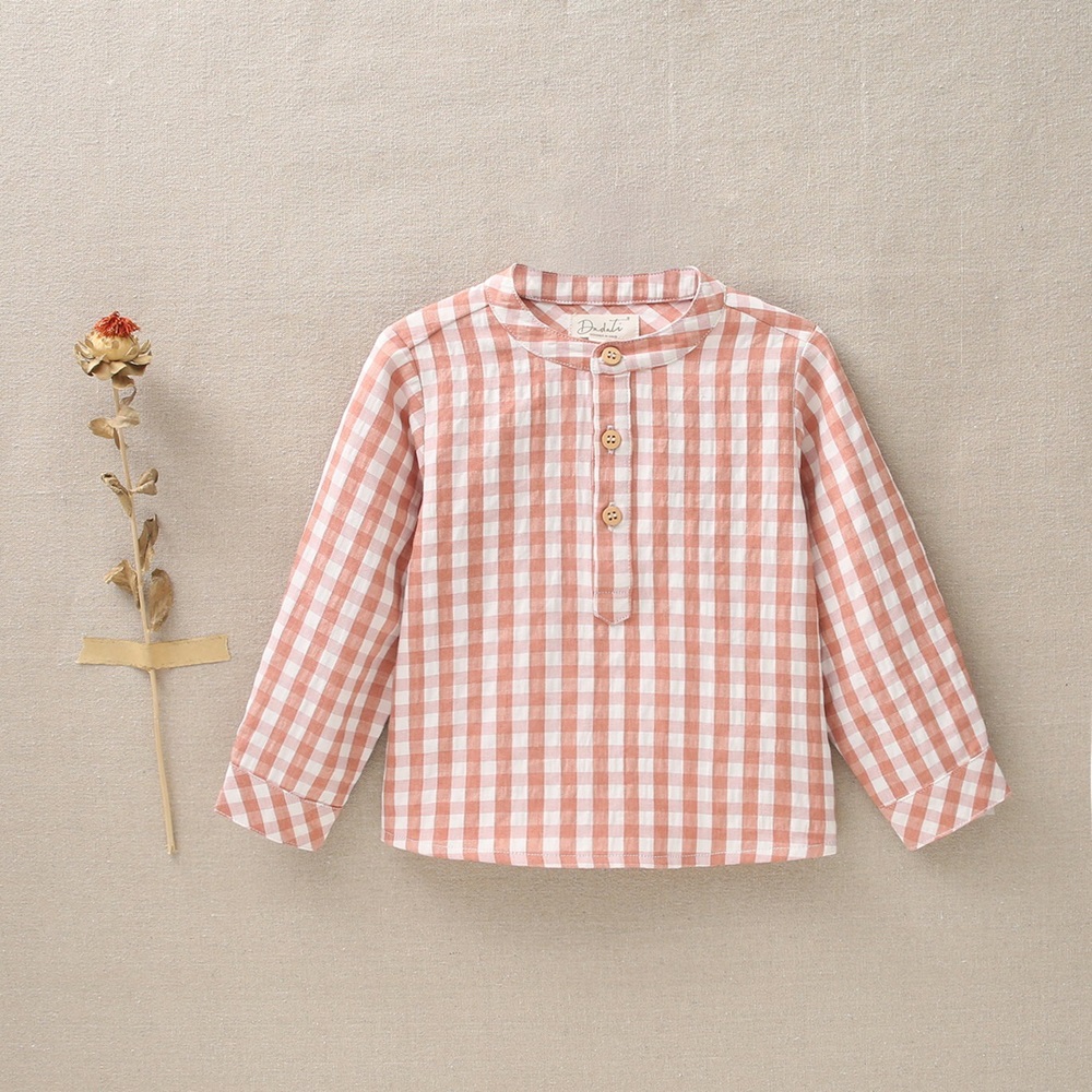 Imagen de Camisa de bebé niño de cuadros rosas y blancos