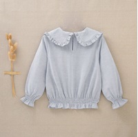 Imagen de Blusa de niña con cuello peter pan con rayas azules y blancas