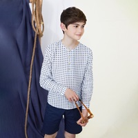 Imagen de Camisa de niño estampado cuadros vichy blanco y azul