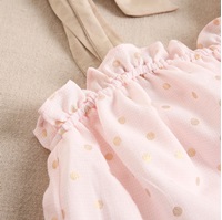 Imagen de Blusa top de niña en color rosa con lunares dorados
