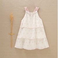 Imagen de Vestido de niña blanco con globos y detalles en rosa.