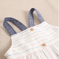 Imagen de Vestido bebé niña blanco con rayas azules y rojas