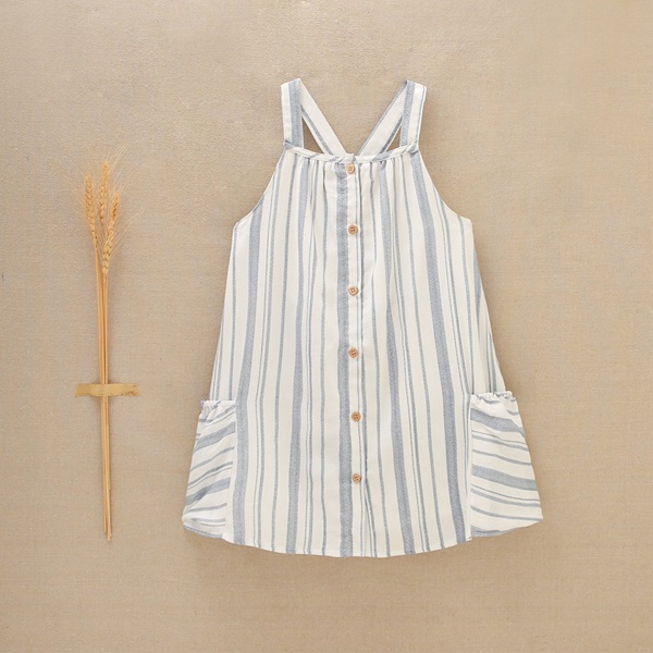 Imagen de Vestido de niña de rayas azules y blancas