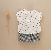 Imagen de Conjunto de bebe niño. Combinado blanco y azul.