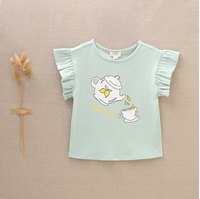 Imagen de Camiseta de niña verde con dibujo de tazas