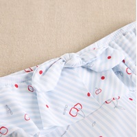 Imagen de Culetín de bebé niña en rayas marineras en azul y blanco con estampado de cerezas