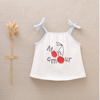 Imagen de Camiseta de bebé niña en tirantes con dibujos de cerezas Mon Amour