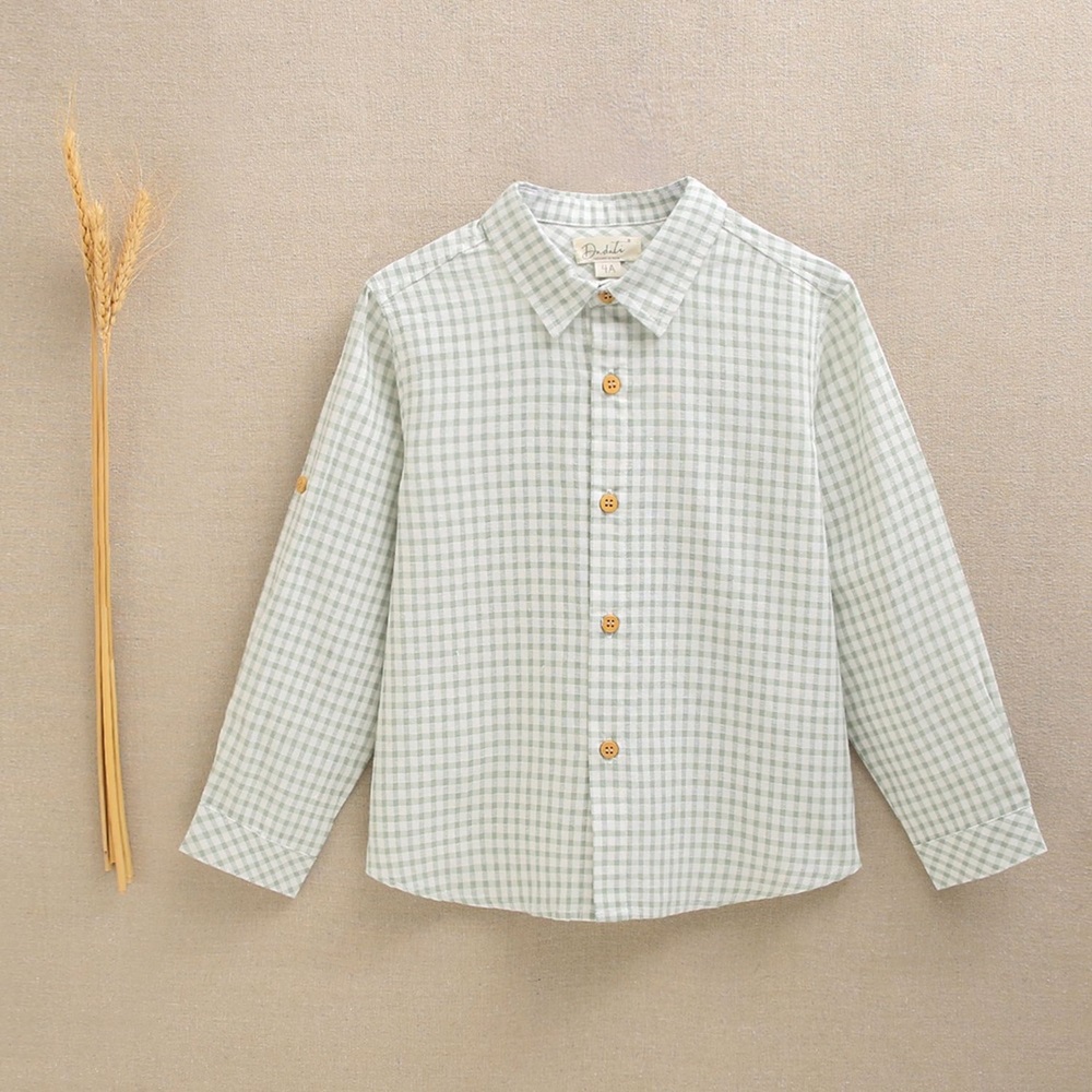 Imagen de Camisa niño cuadros verde y blanco