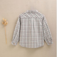 Imagen de Camisa de niño gris con cuadros rojo, granate y marrón