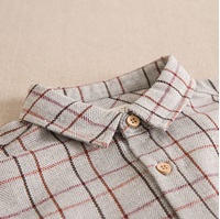 Imagen de Camisa de niño gris con cuadros rojo, granate y marrón