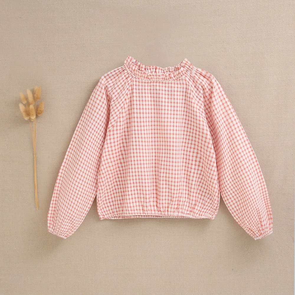 Imagen de Blusa teen vichy coral y blanco