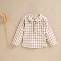 Imagen de Camisa de bebé niño cuadros marron y blanco y cuello bebé