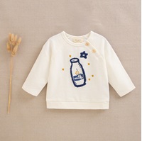 Imagen de Camiseta de bebé niño en color crudo con dibujo en azul y estrellas mostaza