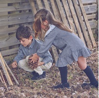 Imagen de Camisa de niño cuello clásico de cuadros vichy negro y blanco