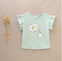 Imagen de Camiseta de niña verde con dibujo de tazas