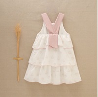 Imagen de Vestido de niña blanco con globos y detalles en rosa.