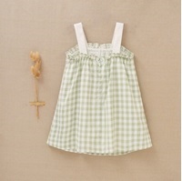 Imagen de Vestido de niña en cuadros vichy verdes y blancos