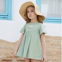 Imagen de Vestido de niña en lino verde manzana