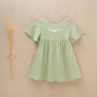 Imagen de Vestido de niña en lino verde manzana