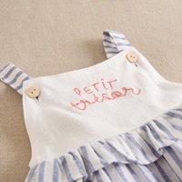 Imagen de Vestido de bebé niña con braguita de rayas blancas y azules