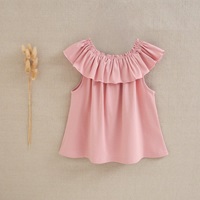 Imagen de Camiseta de niña volante rosa suave