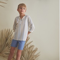 Imagen de Camisa de niño con rayas azules y camel