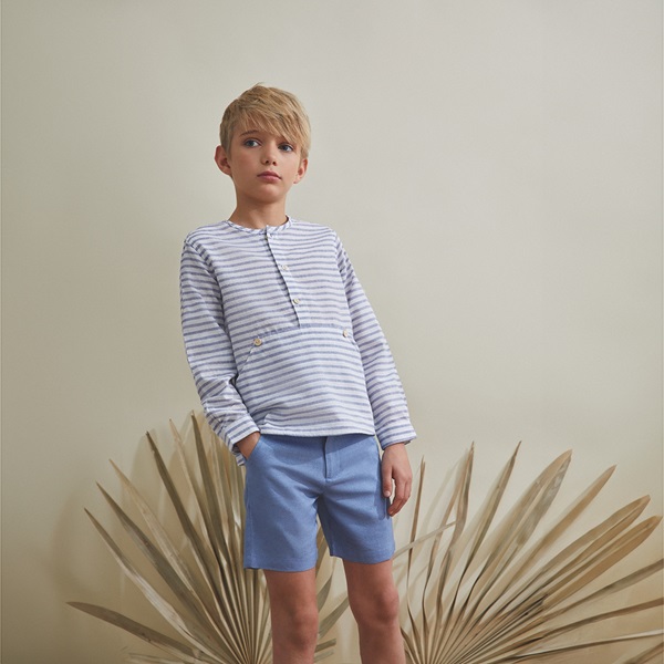Imagen de Camisa de niño de rayas azules y blancas