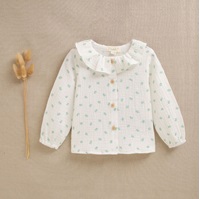 Imagen de Blusa bebé niña blanca con estampado  de flores verdes