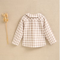 Imagen de Camisa de bebé niño cuadros marron y blanco y cuello bebé