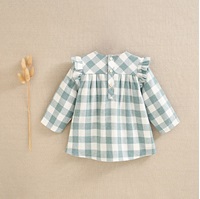 Imagen de Vestido de franela para bebé niña en cuadros vichy verde agua y blanco