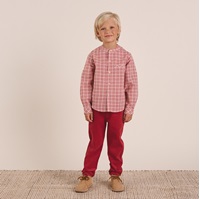 Imagen de Camisa de niño de cuadros bicolor rojo y blanco con bolsillo delantero