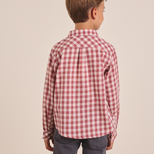 Imagen de Camisa de niño en cuadros vichy en rosa y blanco