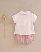 Imagen de Conjunto de bebé niño de camisa de cuadros y short rosa palo