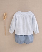 Imagen de Conjunto bebé niño camisa cuadros vichy azul claro y short