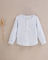 Imagen de Camisa de niño de cuadros azul pastel