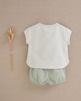 Imagen de Conjunto de bebé niño de camisa de rayas verde y short verde