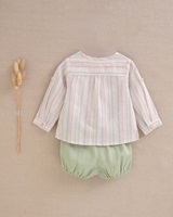 Imagen de Conjunto de bebé niño de camisa de rayas y short verde