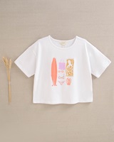 Imagen de Camiseta de niña blanca con dibujo tabla de surf