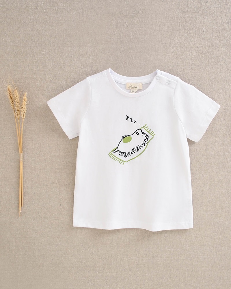 Imagen de Camiseta de niño blanca con dibujo de erizo