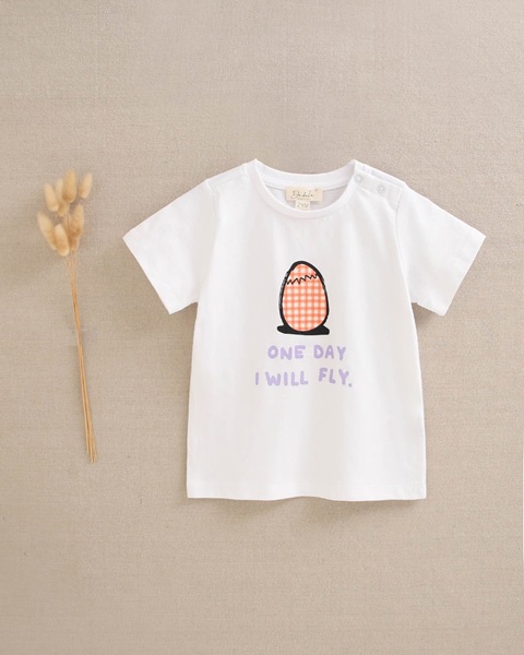 Imagen de Camiseta de bebé niño blanca con dibujo one day I will fly