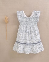 Imagen de Vestido de niña con estampado floral azul y blanco